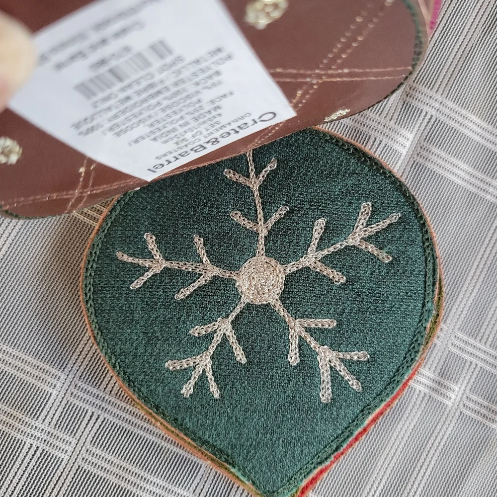 Crate & Barrel Ornament Coasters Set Of 6